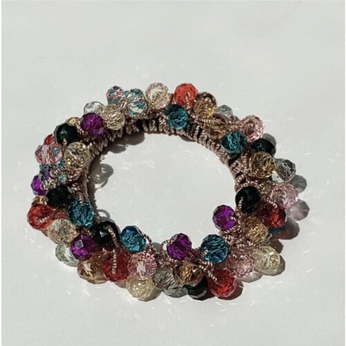 New Women Colorful Crystal Elastic Hair bands Hair Hair Tie Girls Handmade Head Bands Horsetail Fashion Hair Accessories VIKAR