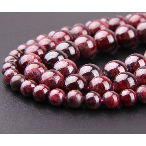 Wholesale Natural Stone Dark Garnet Beads Natural Gem Dark Red Round Smooth Loose Beads DIY Bracelet For Jewelry Making handmade