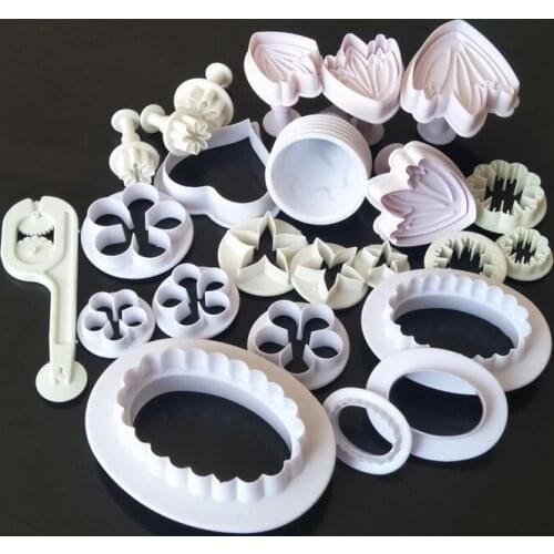 Plastic Flower Fondant Cake Decorating Tools Sugar craft Plunger Cutter Baking Cookies Mold Kitchen tool
