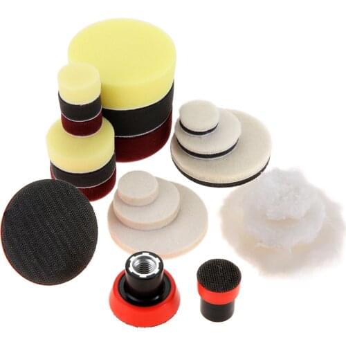 DRELD 7 Pcs 1/2/3 Inch Drill Buffing Polish Pad Polishing Kit with M14 Tray Detail Waxing Sponge Car Buffer Polisher for Polish