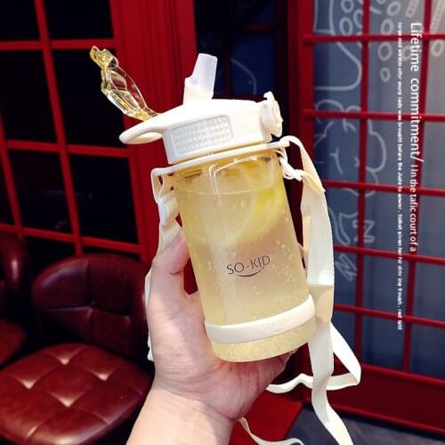 OAPE 500/700ml Simple With Strap Portable Children Student Kettle Creative Summer Cute Boys And Girls Cup Straw Water Bottle
