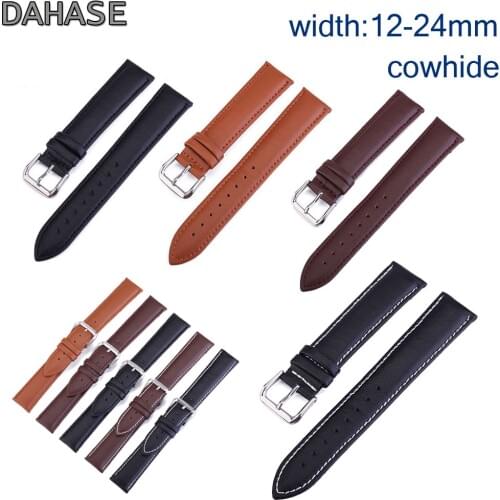 Genuine Leather Watch Band 10 12mm 13 14mm 15 16mm 17 18mm 19mm 20mm 21 22mm 24mm Cowhide Leather Watch Strap Replacement Belt
