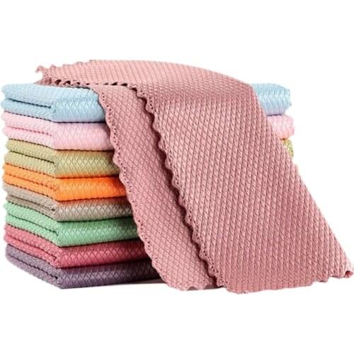 5pcs/lot Kitchen Dishcloth Microfiber Cleaning Towel Glass Mirror Wipe Cloth Super Absorbent Househeld Clean Rags