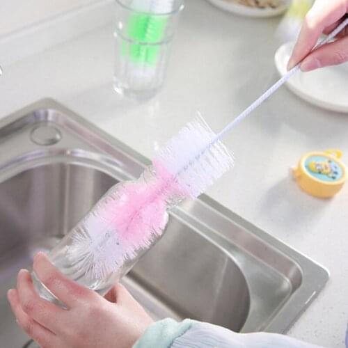 2Pcs Baby Nipple Bottle Brush 360 Degree Cleaner 30cm Nylon Cleaning Brushes New Dropship