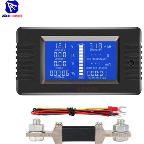 Diymore PZEM-015 300A Shunt Battery Tester Voltage Amp Power Capacity Internal & External Resistance Residual Electricity Meter