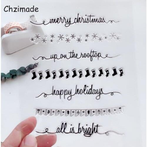 Chzimade Merry Christmas Transparent Clear Silicone Stamp Seal for DIY Scrapbooking Photo Album Decorative Clear Stamp Sheets