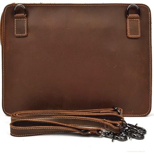 Man Genuine Leather Slim Shoulder Bags Dual Use Latest Mens Hand Strap Bag with Shoulder Strap Males Zipper Mini Hand Bag