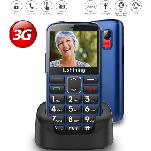 3G Big Button Mobile Phone for Elderly, Senior Mobile Phone With SOS Emergency Button Hearing Aid Compatible and Charging Dock