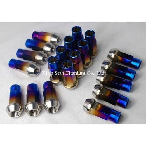 Titanium TC4 Car Wheel Rim Nuts Bolts M12 X 1.25 x 42mm / M12 X 1.5 X 42 mm