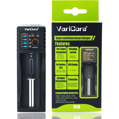 2018 VariCore V10 5V 1A plug 18650 26650 18350 16340 18500 25500 17500 NiMH 1.2V AA AAA 5V output smart 3.7V battery charger