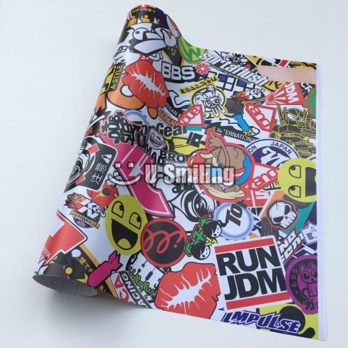 Best JDM Sticker Bomb Vinyl Wrap Car Vinyl Wrap Film Foil Sticker Sheet Bubble Free Bike Console Computer Cover