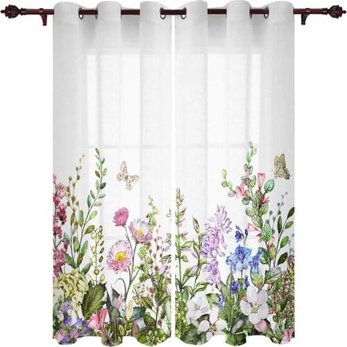 Vintage Herb Plant Modern Curtains for Living Room Luxury Window Treatments Bedroom Kitchen Curtains Drapes