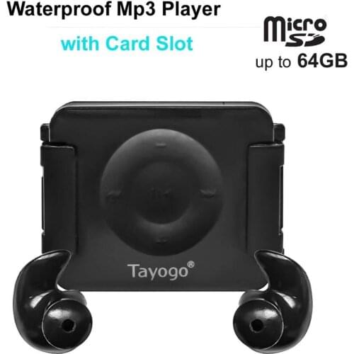 Tayogo C03 IPX8 Waterproof 64GB Mp3 Swimming Shuffle Build in Music Player with Card Slot with Shuffle Feature with Earphone