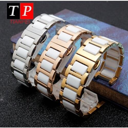 High quality ceramic watch band for GUCCI/FIYTA/MK/Folli/ROSSINI watch strap Notched finish steel Special replacement strap 20mm