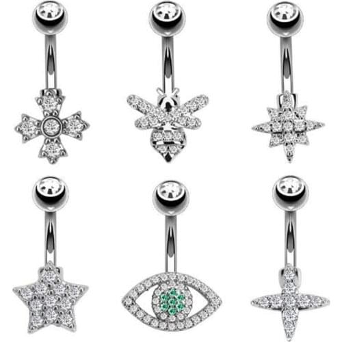 Explosive puncture ornaments of navel ring and navel nail 6 pcs/sets of navel buttons