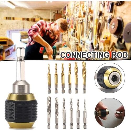 1/4 Inside The Hexagonal Quick Change Chuck Connection Rod with 6pcs Electric Drill Bits Lock Hexagonal Batch Head Converter
