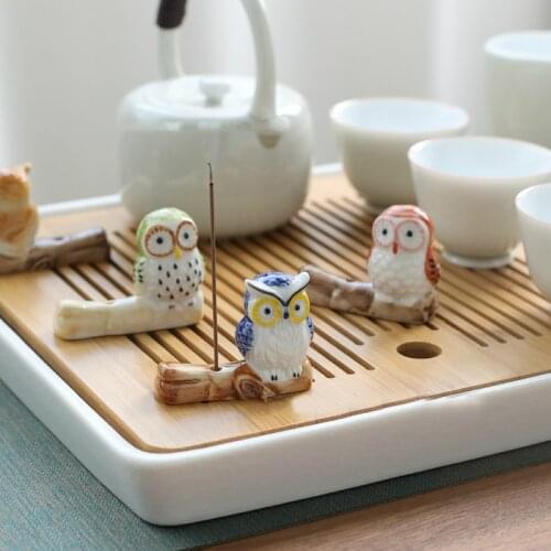 2PCS Cute Owl Incense Stick Rack Incense Burner Holder Ceramic Chopstick Rest DIY Home Table Decoration