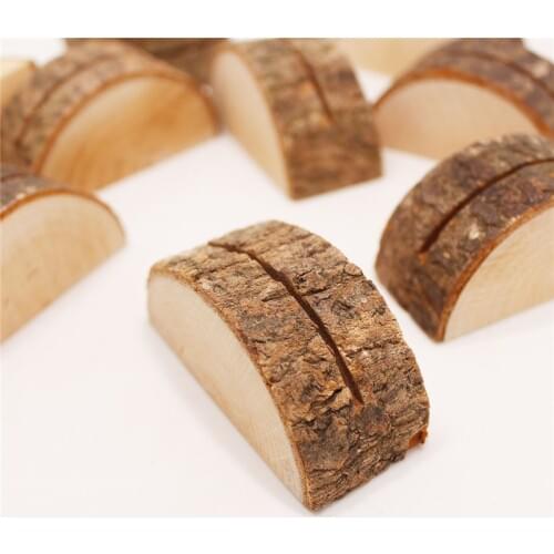 2pcs/lot Photo Holder Tree Stump with Leather Woodiness Clip Wood Photo Holder Table Holders Creative Decorative office family