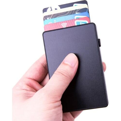 2021 Creativity Auto Pop-up Fashion RFID Card Holder Metal Aluminum Ultra-thin Card Box ID Holders