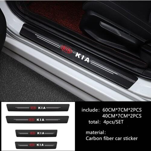 4PCS Car Door Threshold Plate Anti-Scratch Carbon Fiber Sticker For KIA Cerato Sportage R K2 K3 K5 RIO 3 4 sorento Car styling