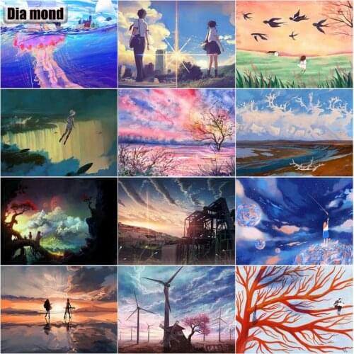5D Diamond Painting Landscape Full Round Diamond Embroidery Anime Scenery Mosaic Cross Stitch DIY Handmade Home Decoration