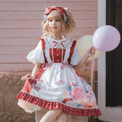 Anbenser Kawaii Sweet Princess Lolita Dress Lace Edge Stitching High Waist Lolita jsk Dress Summer Sleeveless Gothic Lolita Dres