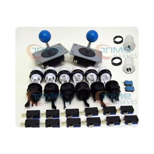 ARCADE PARTS BUNDLES WITH BLUE BALL TOP JOYSTICKS & PUSHBUTTONS KIT AND MICROSWITCH FOR BUILD UP YOUR ARCADE VIDEO GAME MACHINE