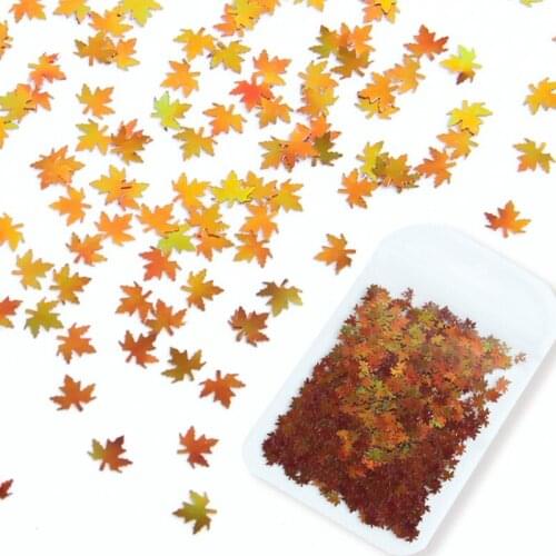 2g Chameleon Maple Leaves Nail Glitter Sequin 3D Holographic Gold Orange Paillette Flakes Autumn Manicure Nail Art Decorations
