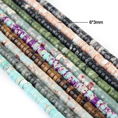 6x3mm Natural Stone Beads Flat Spacer Loose Beads Heishi Beads Tiger Eye Amethyst Beads DIY Jewelry Bracelets Necklace