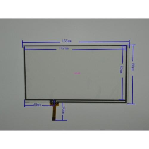 6.4'' four-wire peripheral 155*89MM resistance touch screen for GPS navigation display screen line on the lower left corner