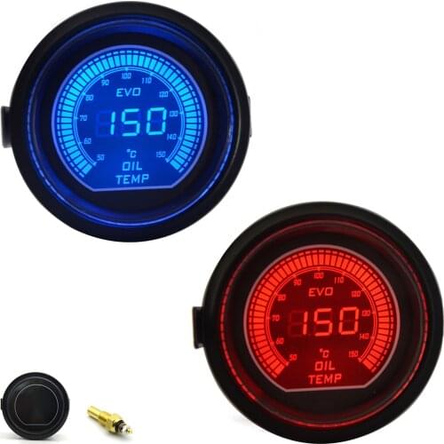 DRAGON GAUGE 52mm EVO Oil Temperature Gauge Red&Blue Dual Led Display With Sensor