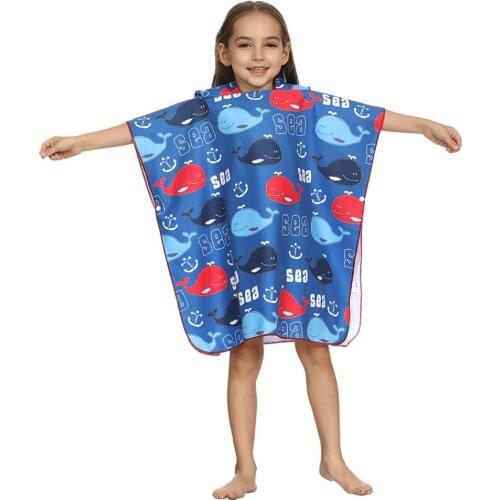 ED-Lumos Dark Blue Whale Hooded Kids Bath Towel Beach Towel Wrap Folding for Boys Girls Toddlers Under Age 7