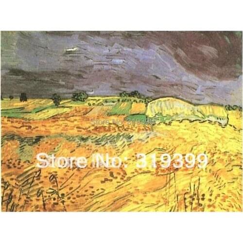 Linen Canvas Oil Painting reproduction,Fields by Vincent Van Gogh,100% handmade,Free DHL Shipping,Museum Quality