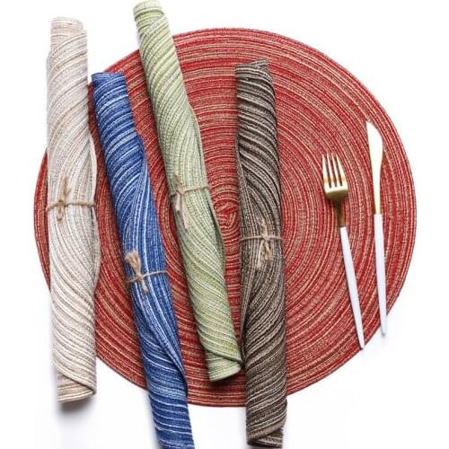 Nordic cotton yarn western placemat round table mat home gourmet dish mat bowl mat woven non-slip mat heat insulation pad