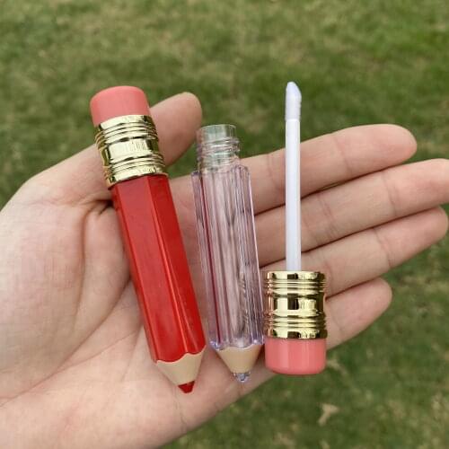 Red empty Lip Gloss Tube Container Clear 5ml Lip Balm container Pencil Shape Lipstick Refillable Bottles Lip gloss Packing