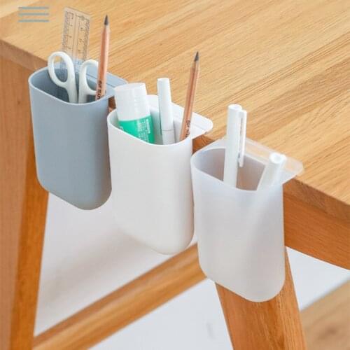 Creative Pasteable Pen Holder Desktop Storage Boxes Desk Pen Pencil Organizer Office Sundries Storage School Stationery Holders