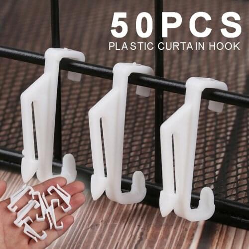 50pcs Plastic Drape Window Curtain Hooks Rod Slide Rail Track Glider Hooks Drape Pole Runner Loop Clip Hook Curtains Accessories
