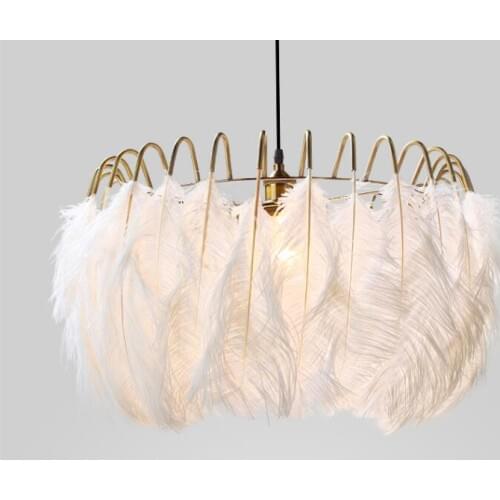 Feather lamp bedroom lamp Nordic lamps modern minimalist living room lighting net red chandelier