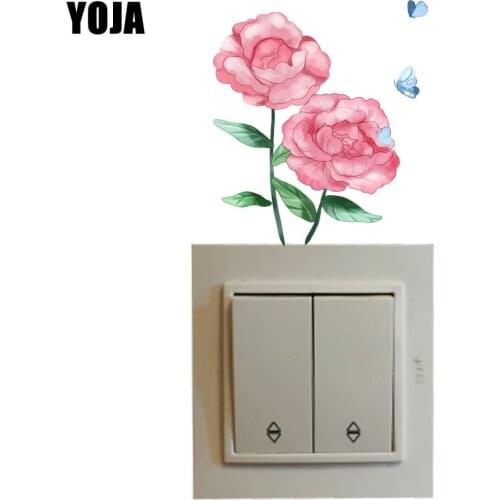 YOJA Peony Flowers With Ancient Style Cartoon Switch Sticker PVC Decorative Classic Fashion Style Wall Decal 8SS0696