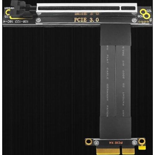 PCIe Riser Cable 4x 16x , 3.0 x4 x16 PCI Express Riser Extender, Flexibl 90 Degree GUP Riser Cable for Graphics Card Vertical