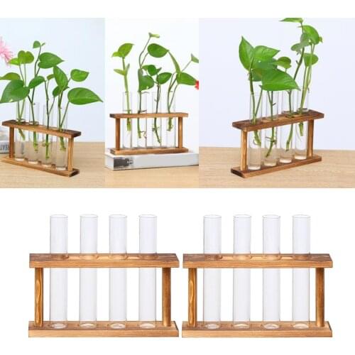 2pcs Crystal Glass Test Tube Plant Terrarium Vase Flower Pots for Hydroponic Plants Home Garden Decoration