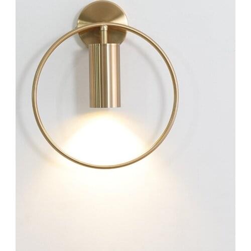 Simple bedroom bedside wall lamp round minimalist postmodern living room aisle background wall mirror front