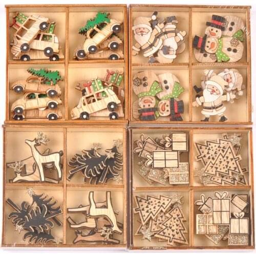 Christmas Wooden sticker Crafts mixed For Arts Scrapbooking Embellishments DIY handicraft Decoration cp2736