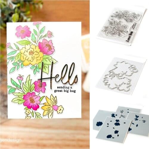 Happy blooming floral Cutting Dies Stamps Stencil Scrapbook Diary Decoration Stencil Embossing Template DIY Greeting Card 2021