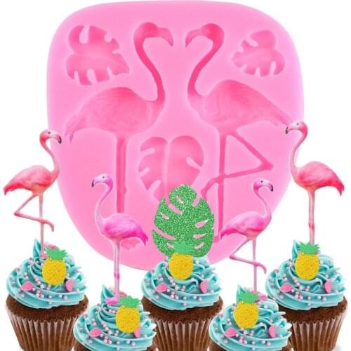 Flamingo Tropical Leaves Bird Silicone Mold Turtle Leaf Chocolate Cupcake Topper Candy Resin Mould Fondant Cake Decorating Tools