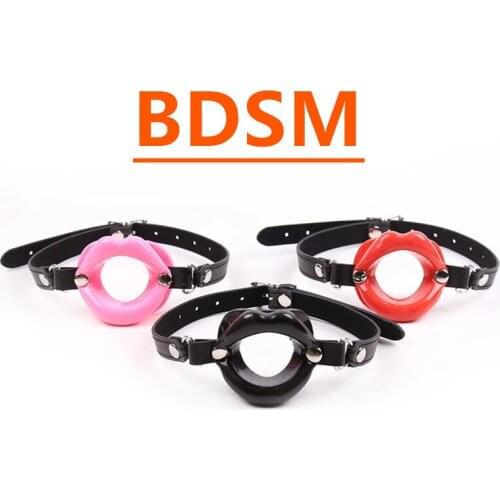 Sex Shop Sissy Open Mouth Gag BDSM Bondage Sex Toys for Couples Silicone O Ring Restraint Oral Fixation Lips Shape Mouth Plug