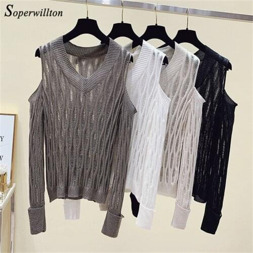 Soperwillton Womens Off Shoulder Pullovers