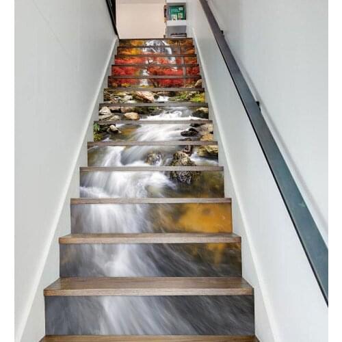 Waterfall River Staircase Sticker Stairs Decoration Pattern Steps Floor House Stairs Art Decals Self-adhesive DIY PVC Wallpaper