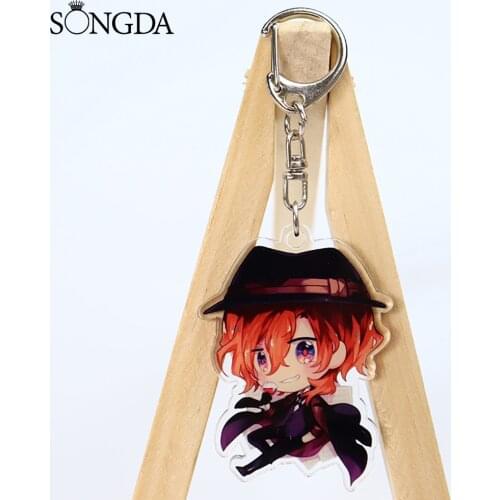 SONGDA High Quality Anime Bungou Stray Dogs Acrylic Keychain Japanese Cartoon Cute Key Chain Double Sided Keyring Fans Best Gift
