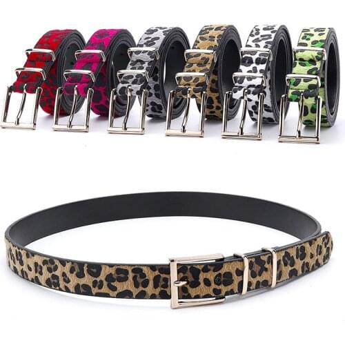 Female Belt Cummerbund Women Horsehair Belt With Leopard Pattern Rose Gold Metal Buckle Hot Sales Pu Belt Accessories For Women